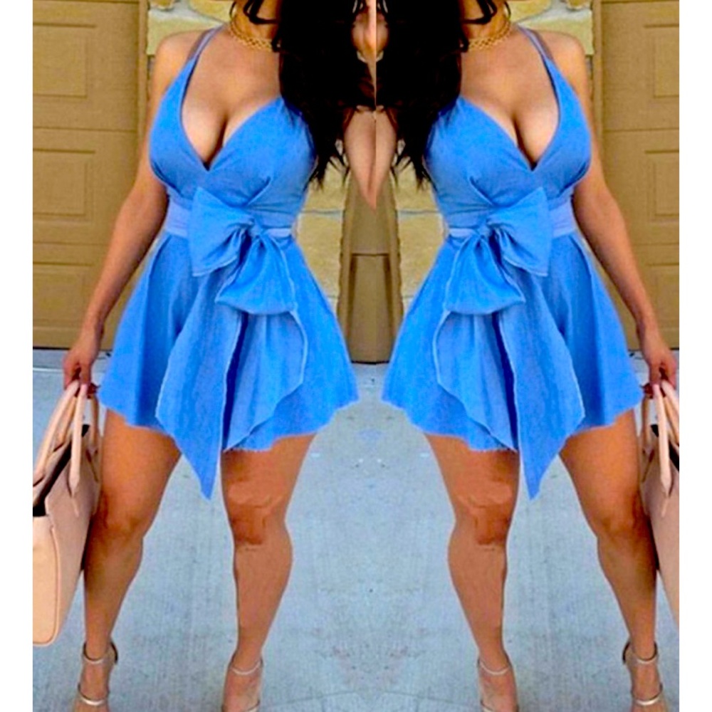 Denim spaghetti strap dress